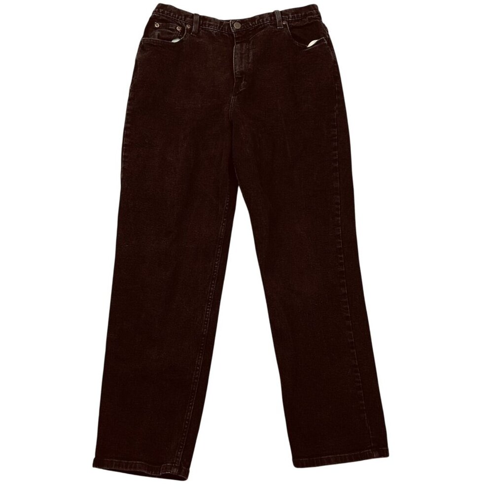 Eddie Bauer Womens Jeans Size 16 Petite Petite Black Denim Straight Leg Casual